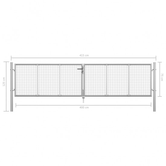 Sodo vartai, sidabrinės sp., 415x125cm, galvanizuotas plienas