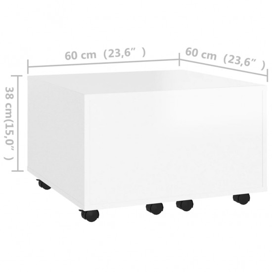 Kavos staliukas, baltos spalvos, 60x60x38cm, MDP