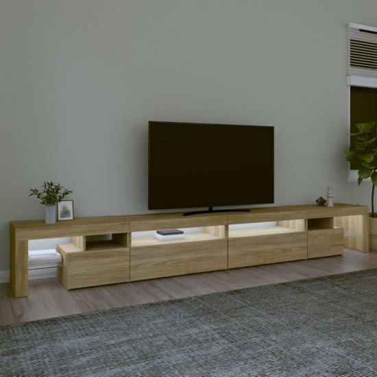 Televizoriaus spintelė su LED apšvietimu, ąžuolo, 290x36,5x40cm