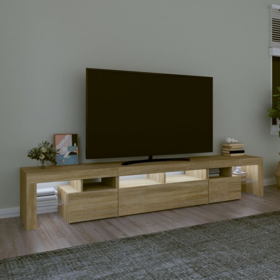 Televizoriaus spintelė su LED apšvietimu, ąžuolo, 230x36,5x40cm