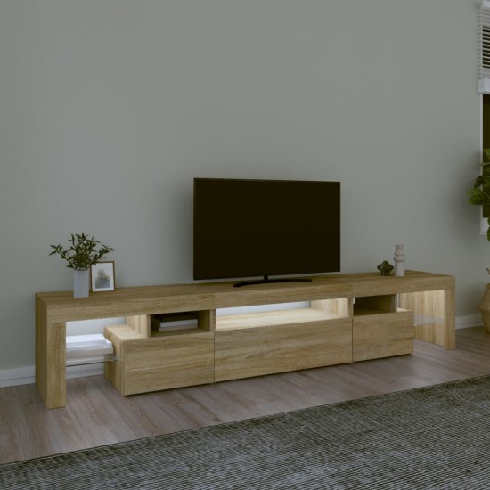 Televizoriaus spintelė su LED apšvietimu, ąžuolo, 215x36,5x40cm