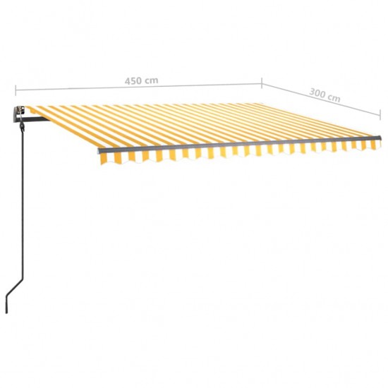 Rankiniu būdu ištraukiama markizė su LED, geltona/balta, 4,5x3m