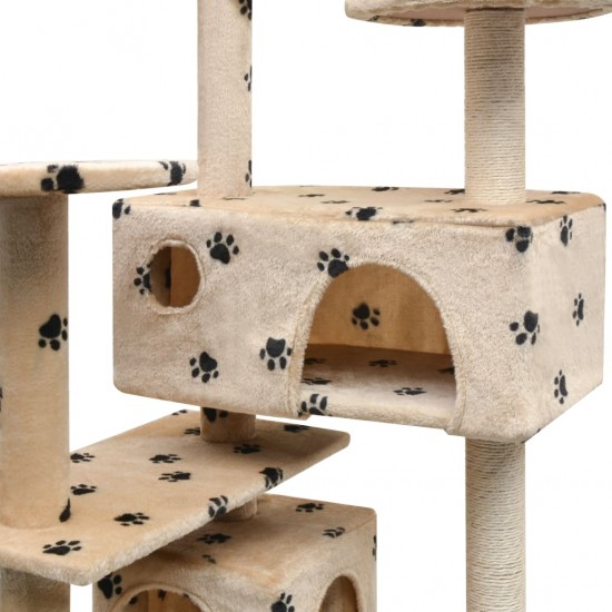 Draskyklė katėms su stov. iš sizalio, 125cm, smėl. pėd. raštas