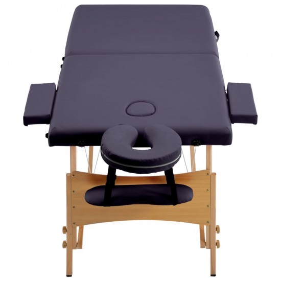 Sulankstomas masažo stalas, violetinės spalvos, mediena, 2 zonų