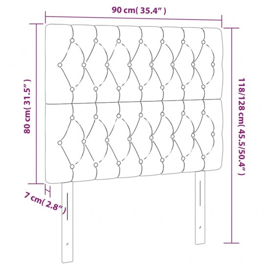 Galvūgalis su LED, juodos spalvos, 90x7x118/128cm, aksomas