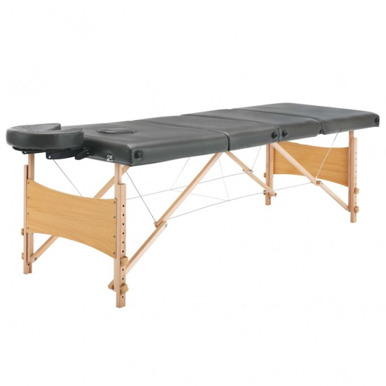 Masažo stalas, antracito, 186x68cm, 4 zonų, medinis rėmas