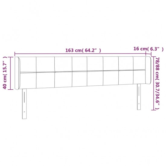 Galvūgalis su LED, tamsiai mėlynas, 163x16x78/88cm, aksomas