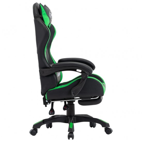 Žaidimų kėdė su pakoja, žalia ir juoda, dirbtinė oda