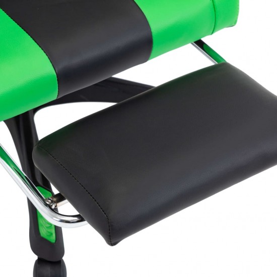 Žaidimų kėdė su pakoja, žalia ir juoda, dirbtinė oda