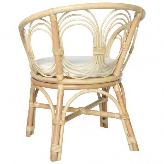 Valgomojo kėdė su pagalvėle, natūralus ratanas ir linas
