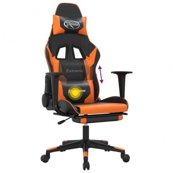 Masažinė žaidimų kėdė su pakoja, juoda/oranžinė, dirbtinė oda