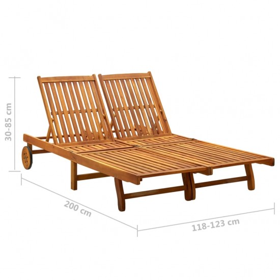 Dvivietis sodo saulės gultas su čiužiniu, akacijos medienos masyvas (311873+2x314207)