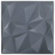 3D sienų plokštės, 12vnt., deimantų pilkos, 50x50cm, 3m²