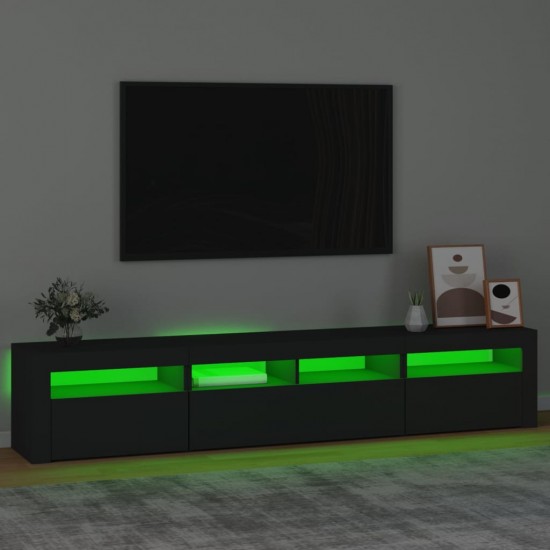 Televizoriaus spintelė su LED apšvietimu, juoda, 210x35x40cm