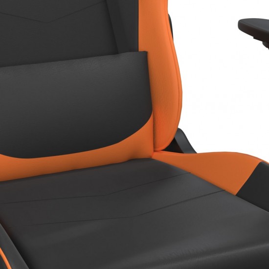 Žaidimų kėdė su pakoja, juoda ir oranžinė, dirbtinė oda