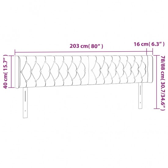 Galvūgalis su LED, rožinės spalvos, 203x16x78/88cm, aksomas