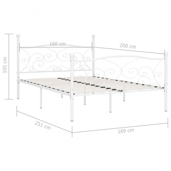 Lovos rėmas su grotelių pagrindu, baltas, 160x200cm, metalas