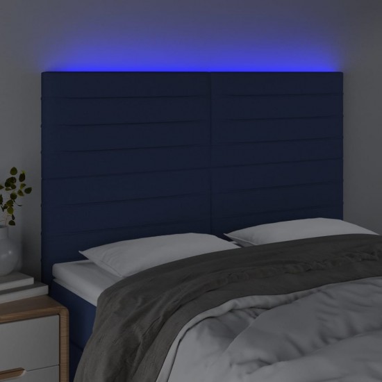 Galvūgalis su LED, mėlynos spalvos, 144x5x118/128cm, audinys