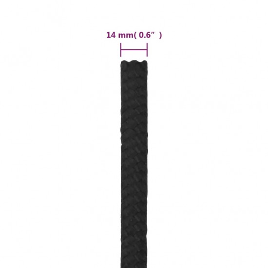Valties virvė, visiškai juoda, 14mm, 50m, polipropilenas