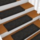 Laiptų kilimėliai, 10vnt., juodi 65x21x4cm, perforuoti adatomis