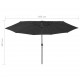 Lauko skėtis su LED ir metaliniu stulpu, juodas, 400cm