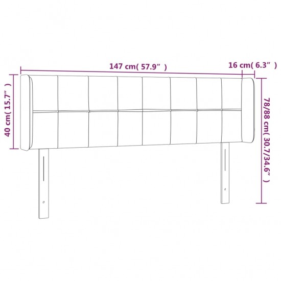 Galvūgalis su LED, taupe spalvos, 147x16x78/88cm, audinys