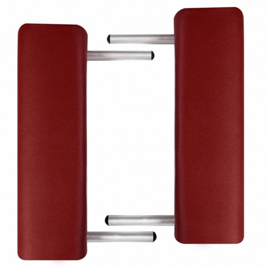 Sulankstomas masažinis stalas, raudonas, aliuminis, 2 zonų