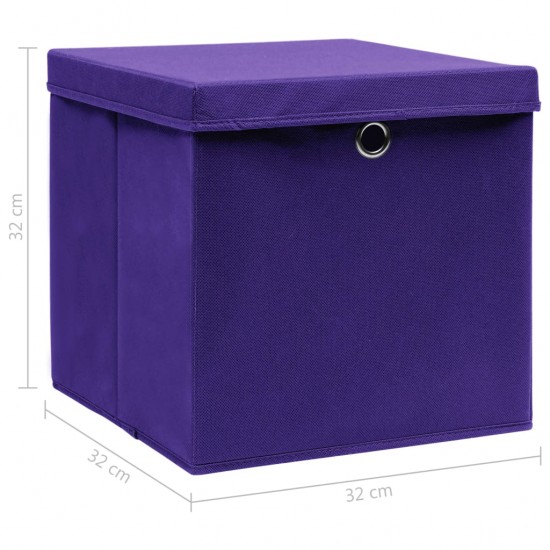 Daiktadėžės, 4vnt., violetinės, 32x32x32cm, audinys
