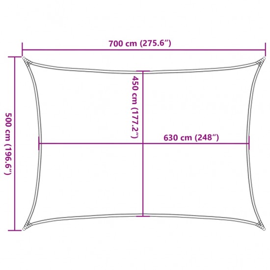 Uždanga nuo saulės, baltos spalvos, 5x7m, HDPE, 160g/m²