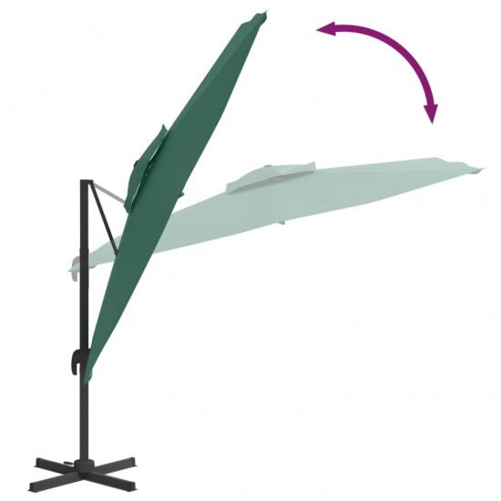 Gembės formos skėtis su dvigubu viršumi, žalias, 400x300cm