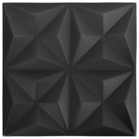 3D sienų plokštės, 12vnt., origami juodos, 50x50cm, 3m²