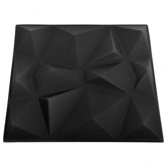 3D sienų plokštės, 48vnt., deimantų juodos, 50x50cm, 12m²