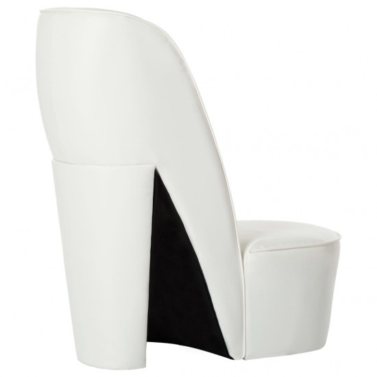 Aukštakulnio formos kėdė, baltos spalvos, dirbtinė oda