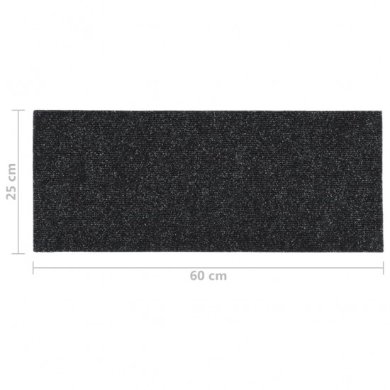 Lipnūs laiptų kilimėliai, 15vnt., juodi, 60x25cm, stačiakampiai