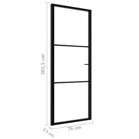 Vidaus durys, juodos, 76x201,5cm, ESG stiklas ir aliuminis