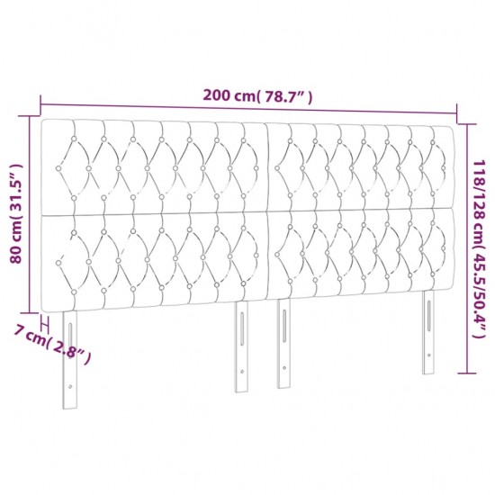 Galvūgalis su LED, juodos spalvos, 200x7x118/128cm, aksomas