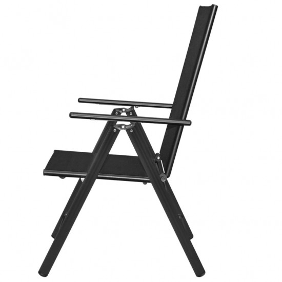 Sulankst. sodo kėdės, 4 vnt, aliuminis ir tekstilenas, juodos