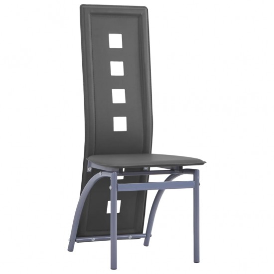 Valgomojo kėdės, 4vnt., pilkos spalvos, dirbtinė oda