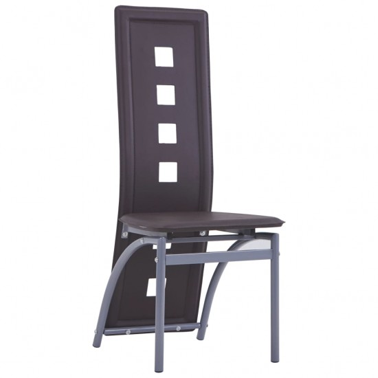 Valgomojo kėdės, 2vnt., rudos spalvos, dirbtinė oda