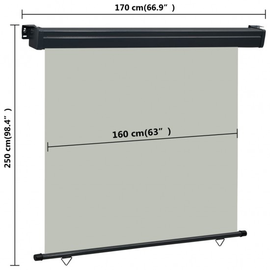 Šoninė balkono markizė, pilka, 170x250cm