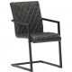 Gembinės valgomojo kėdės, 2vnt., juodos spalvos, tikra oda