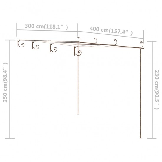 Sodo pergolė, senovinės rudos spalvos, 4x3x2,5m, geležis