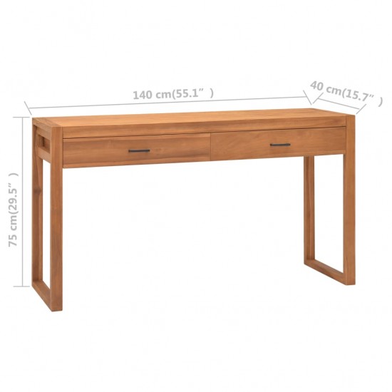 Rašomasis stalas su 2 stalčiais, 140x40x75cm, tikmedis