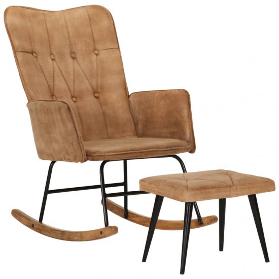 Supama kėdė su pakoja, rudos spalvos, drobė, vintažinė