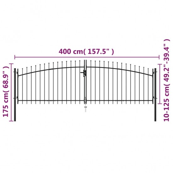 Dvigubi vartai su iečių viršugaliais, 400x175cm