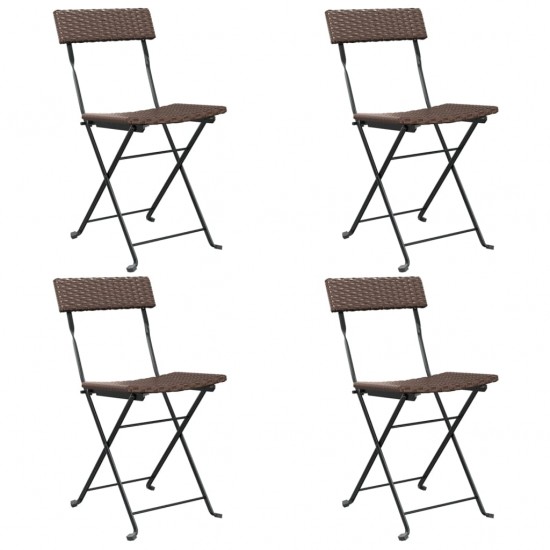 Sulankstomos bistro kėdės, 4vnt., rudos, poliratanas/plienas