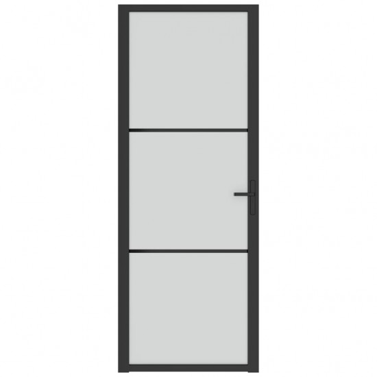 Vidaus durys, juodos, 76x201,5cm, matinis stiklas ir aliuminis