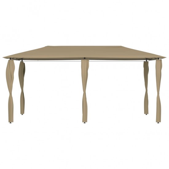 Pavėsinė su stulpų uždangalais, taupe, 3x6x2,6m, 160g/m²