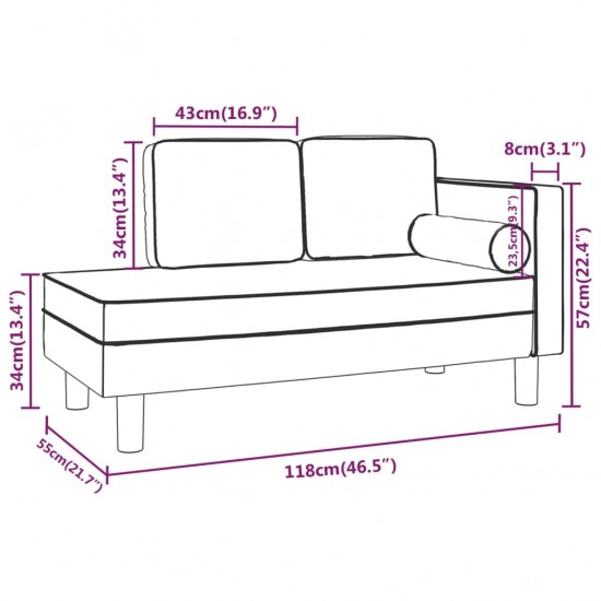 Poilsio sofa su pagalvėmis ir ilga pagalve, pilka, aksomas
