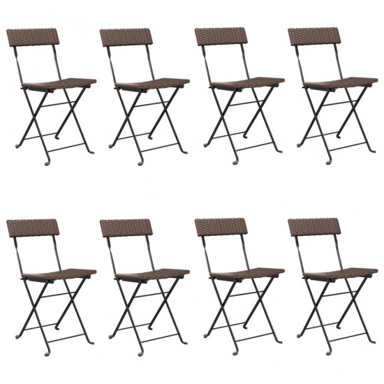 Sulankstomos bistro kėdės, 8vnt., rudos, poliratanas/plienas